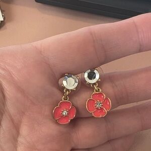 Kate Spade Gold and Coral Floral Earrings